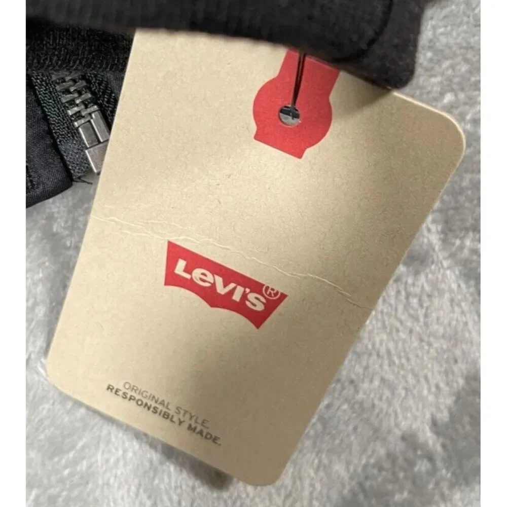Levis Jacket Mens‎ Large Black Bomber Windbreaker Rain Coat Biker Motorcycle Top